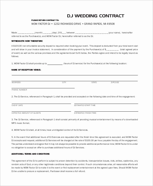 Free Dj Contract Template Luxury Sample Dj Contract 14 Examples In Word Pdf Google