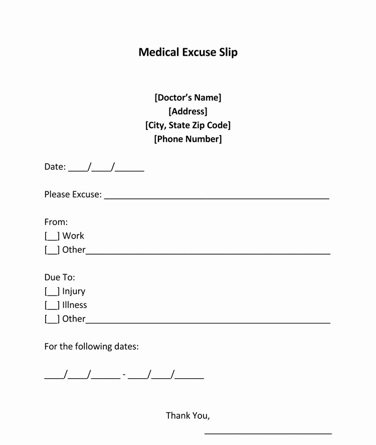 Free Doctor Excuse Templates Best Of 36 Free Fill In Blank Doctors Note Templates for Work