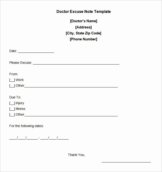 Free Doctor Excuse Templates Fresh 5 Free Fake Doctors Note Templates