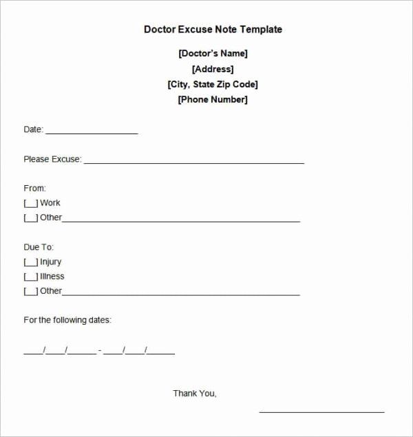 Free Doctor Excuse Templates Unique Printable Doctor Note Template