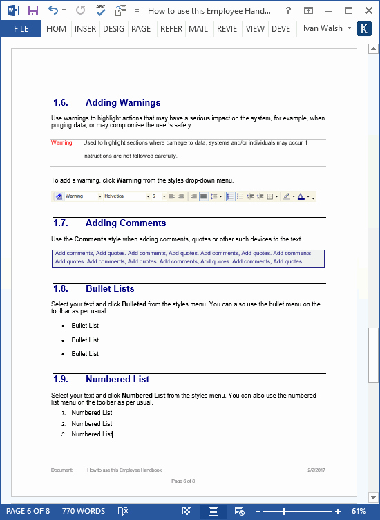 Free Employee Handbook Template Word Elegant Employee Handbook Template • My software Templates