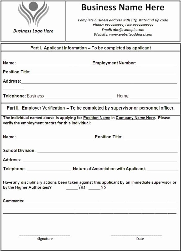 Free Employee Verification form Template New Sample Employment Verification form