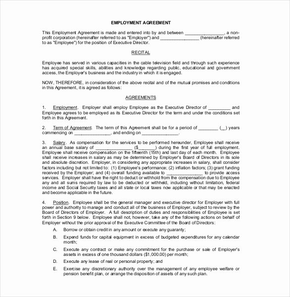 Free Employment Contract Template Word Best Of 32 Employment Agreement Templates – Free Word Pdf format