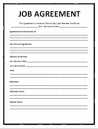Free Employment Contract Template Word Elegant Job Agreement Template