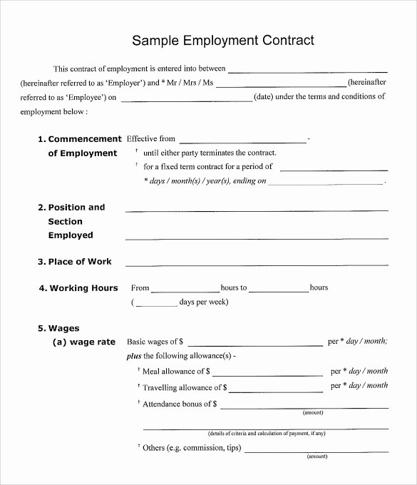 Free Employment Contract Template Word Lovely 23 Sample Employment Contract Templates Docs Word