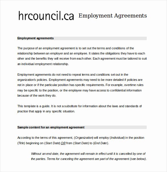 Free Employment Contract Template Word New 24 Employee Agreement Templates – Word Pdf Apple Pages