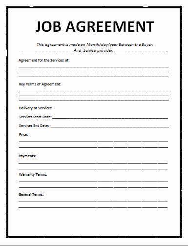 Free Employment Contract Template Word New Job Agreement Template