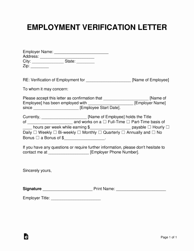 Free Employment Verification form Template Beautiful Free Employment In E Verification Letter Pdf