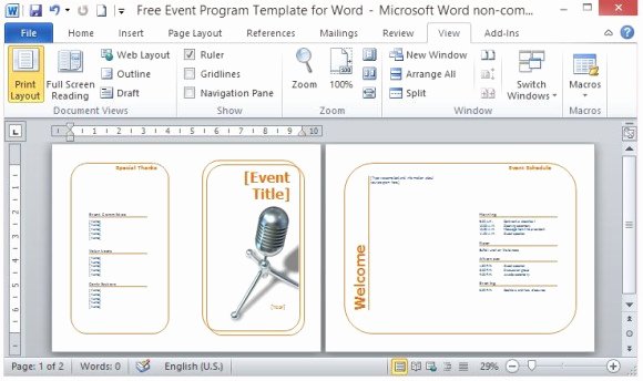 Free event Program Template New Free event Program Template for Word