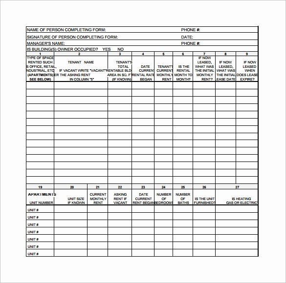 Free Excel Rent Roll Template Awesome 14 Rent Roll form Templates Pdf Word
