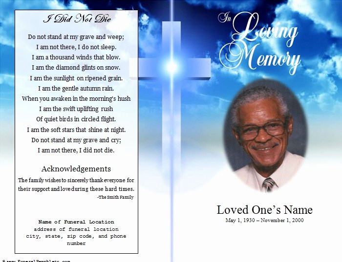 Free Funeral Card Template Lovely Cross Single Fold Funeral Program Funeral Pamphlets