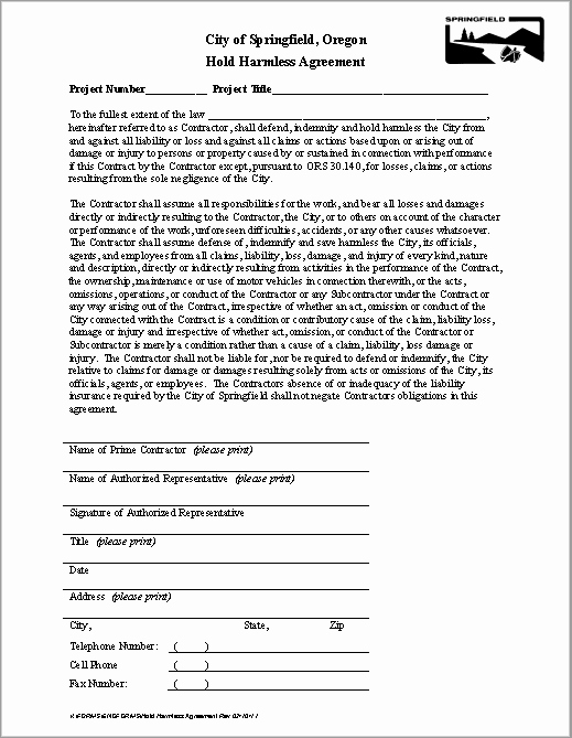 Free Hold Harmless Agreement Template Fresh 43 Free Hold Harmless Agreement Templates Ms Word and Pdfs