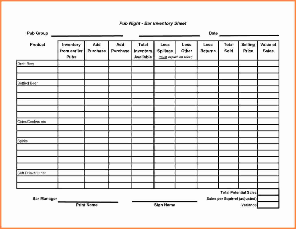 Free Inventory Spreadsheet Templates New 10 Sample Bar Inventory Spreadsheet