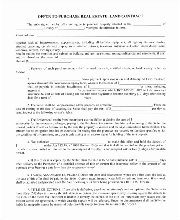 Free Land Contract Template Fresh 11 Land Contract Templates Free Word Pdf format