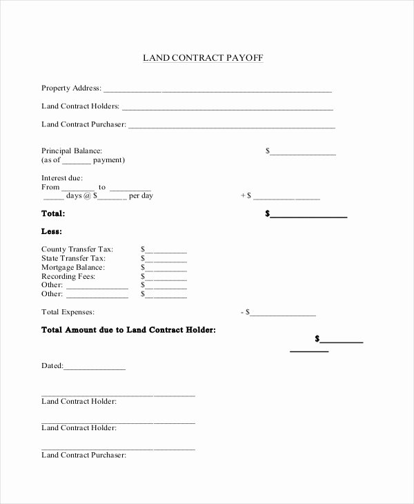 Free Land Contract Template Inspirational Free 8 Sample Land Contract forms In Pdf