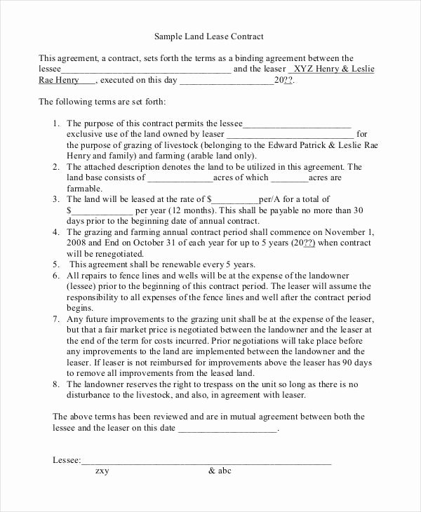 Free Land Contract Template New 9 Land Contract Templates Free Sample Example format