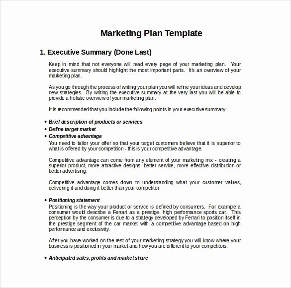 Free Marketing Plan Template Word New Marketing Plan Templates Marketing Plan Examples