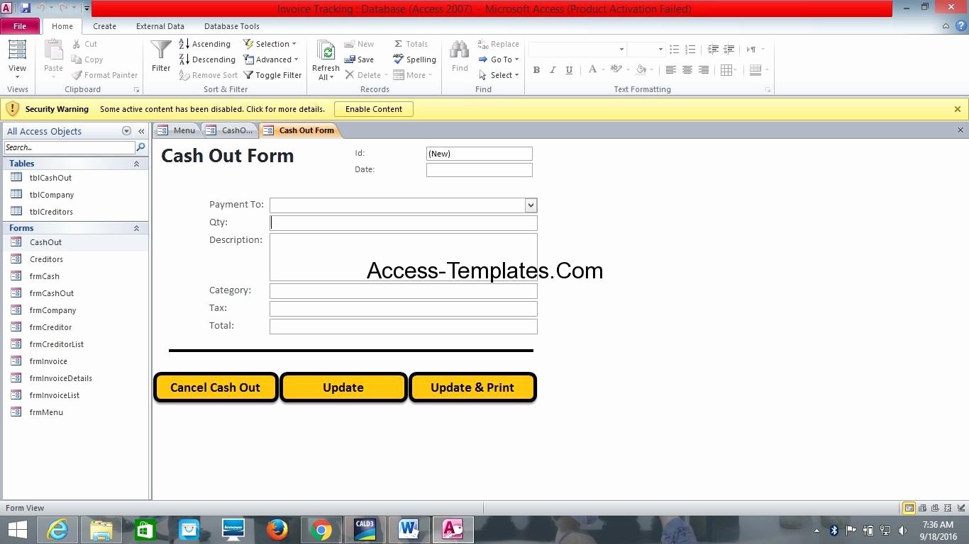 Free Microsoft Access Templates Inspirational Ms Access Database Invoice Tracking Template