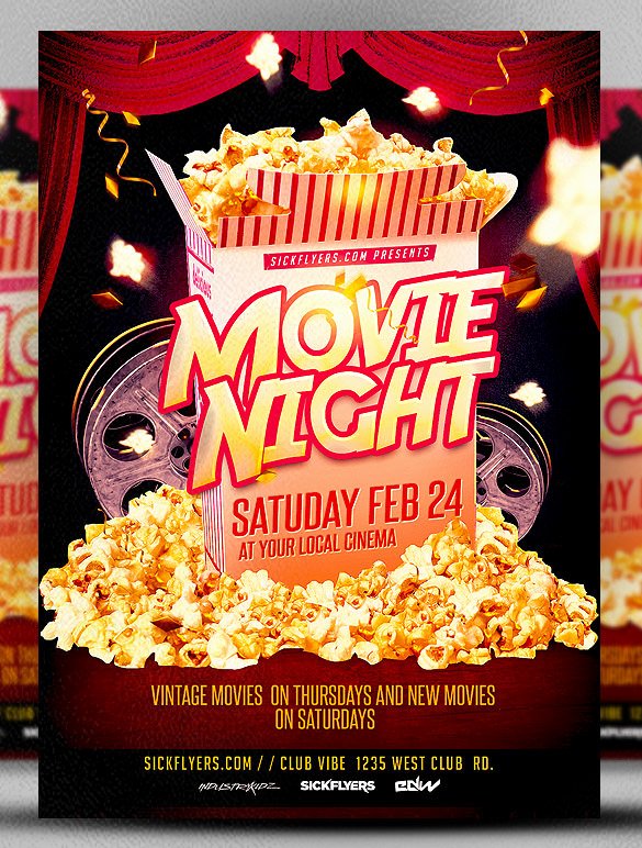 Free Movie Night Flyer Template Awesome Movie Night Flyer Template 20 Free Jpg Psd format