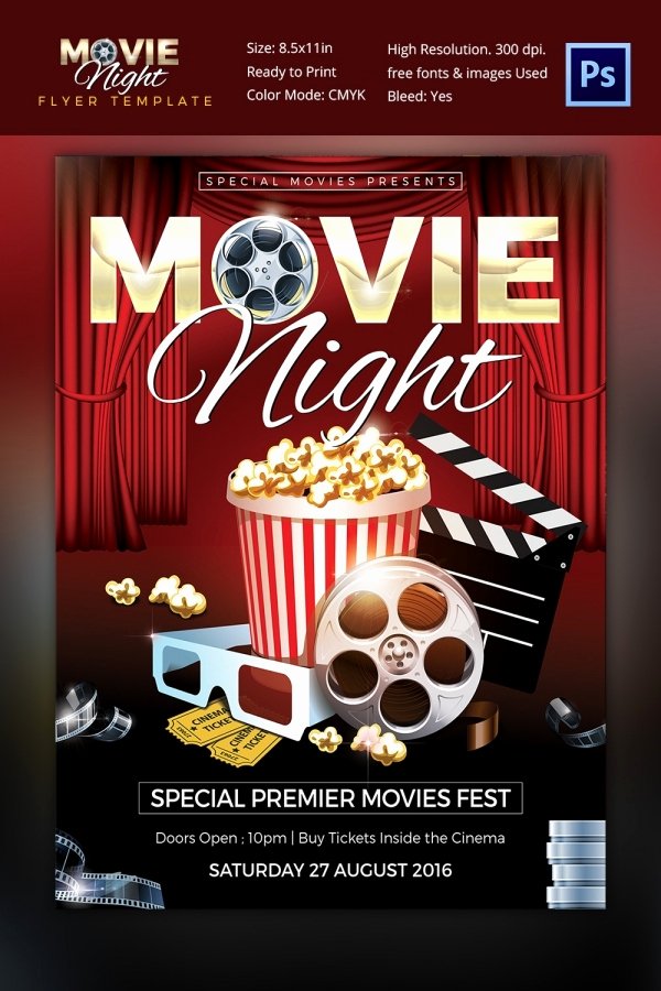Free Movie Night Flyer Template Beautiful Movie Night Flyer Template 25 Free Jpg Psd format