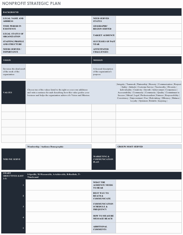 Free Nonprofit Business Plan Template Awesome Free Strategic Planning Templates