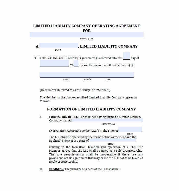 Free Operating Agreement Template Lovely 30 Professional Llc Operating Agreement Templates
