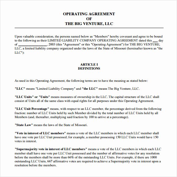 Free Operating Agreement Template Unique 13 Sample Operating Agreements Pdf Word