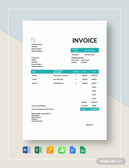 Free Photography Invoice Template Fresh Free 10 Graphy Invoice Samples In Google Docs