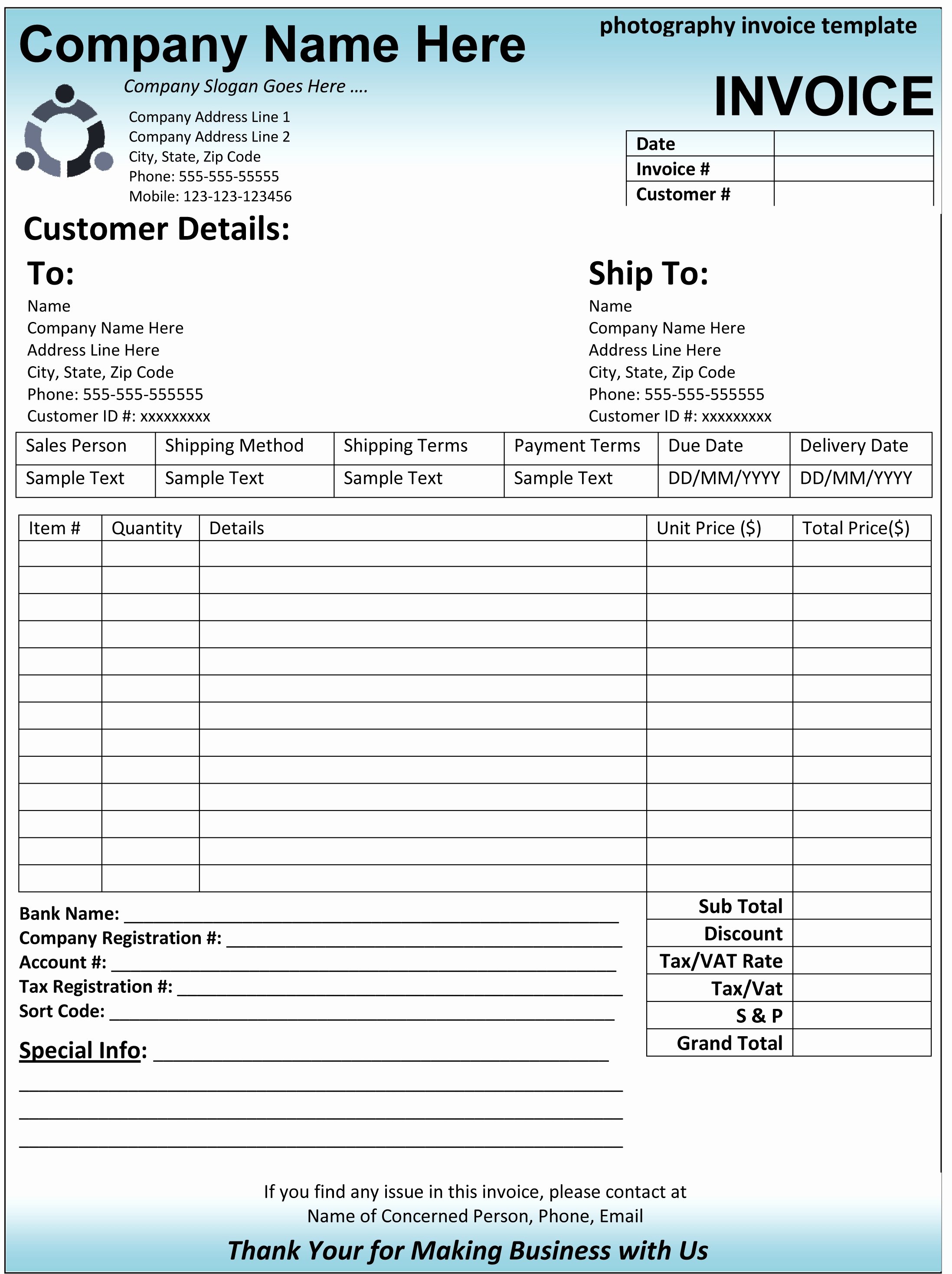 Free Photography Invoice Template Fresh Quick Invoice Template