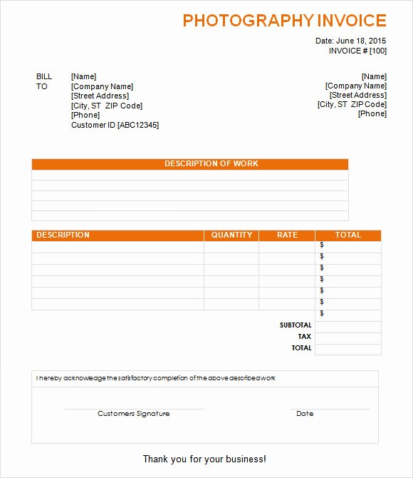 Free Photography Invoice Template Lovely 10 Graphy Invoice Samples Word Pdf
