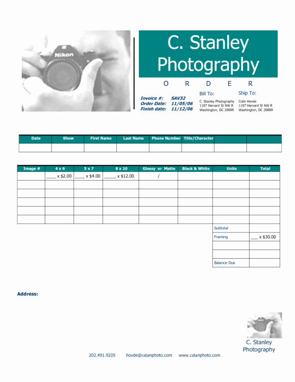 Free Photography Invoice Template Luxury Graphy Invoice Template Spreadsheet Templates for