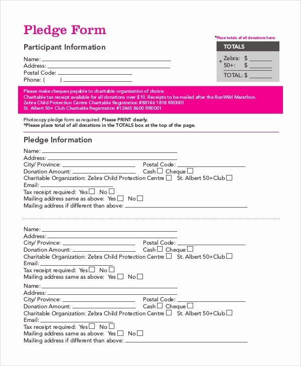 Free Pledge Card Template Awesome 8 Sample Pledge forms Pdf Word