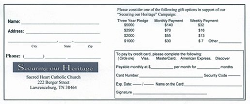 Free Pledge Card Template Inspirational Sacred Heart Church Lawrenceburg