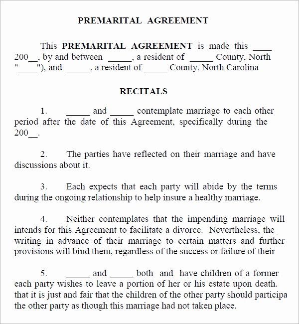 Free Prenup Agreement Template Awesome Prenuptial Agreement Nc
