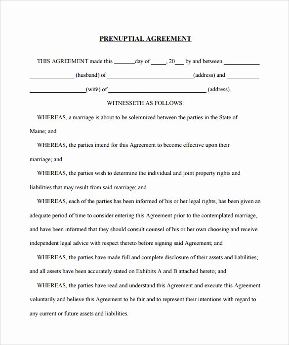 Free Prenup Agreement Template Best Of Free 8 Sample Free Prenuptial Agreement Templates In Pdf