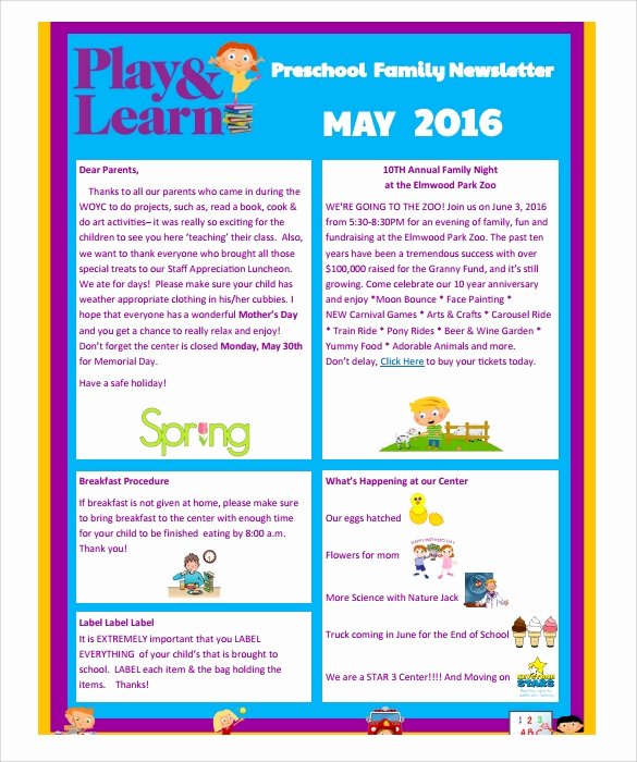 Free Preschool Newsletter Templates Awesome Sample Preschool Newsletter