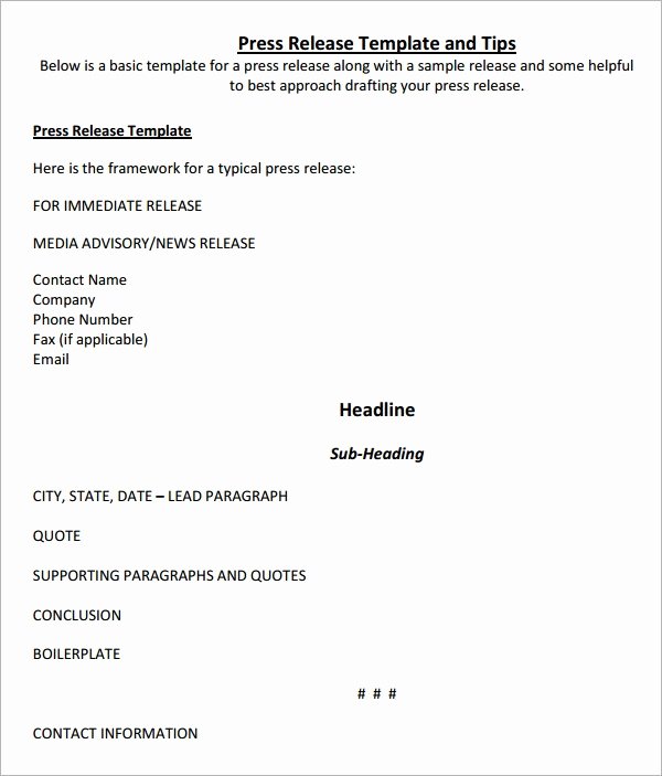 Free Press Releases Templates Best Of Free 7 Press Release Templates In Word