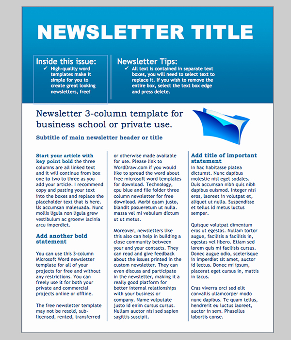 Free Print Newsletter Templates Awesome Word Newsletter Template – 31 Free Printable Microsoft