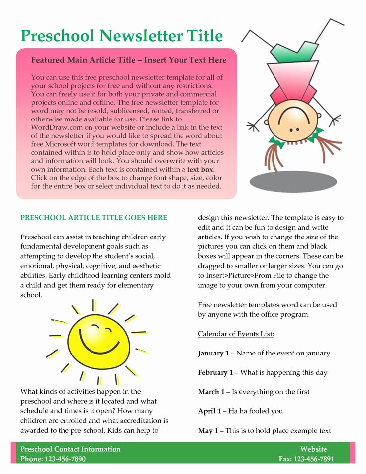 Free Print Newsletter Templates Lovely 17 Best Images About Sample Newsletters On Pinterest