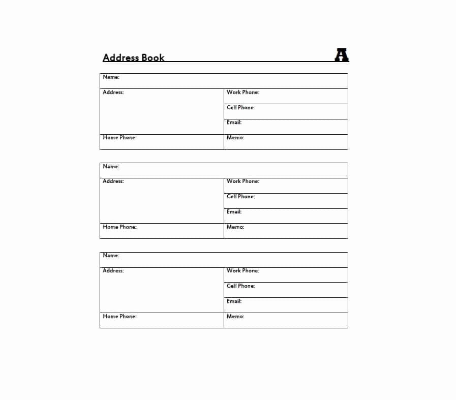 Free Printable Address Book Template Luxury 40 Printable &amp; Editable Address Book Templates [ Free]