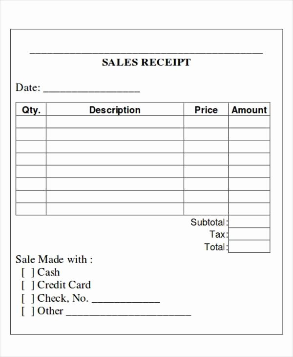 Free Printable Receipt Templates Unique Free Sales Receipt form – Sample Sales Receipt