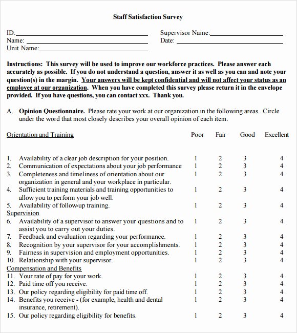 Free Printable Survey Template Beautiful Employee Satisfaction Survey 16 Download Free Documents