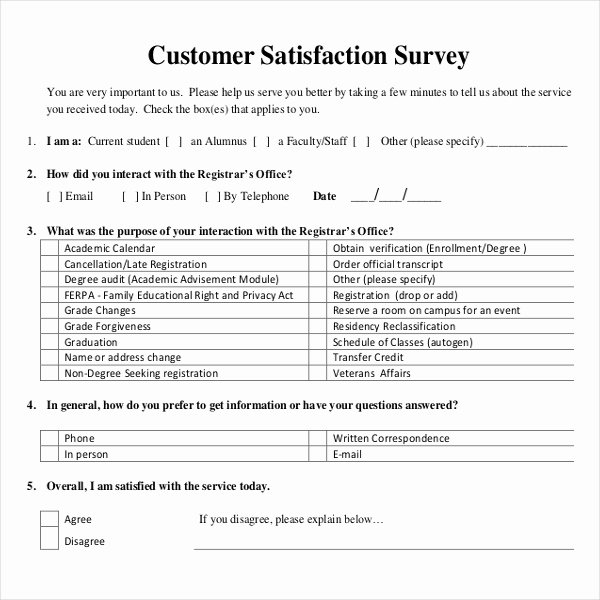 Free Printable Survey Template Elegant 16 Customer Satisfaction Survey Templates – Free Word