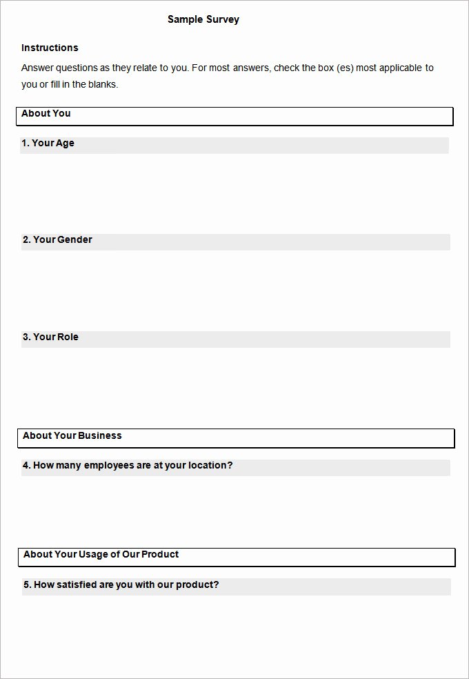 Free Printable Survey Template Elegant Blank Survey Template