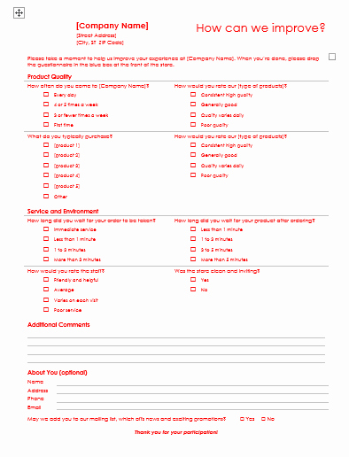 Free Printable Survey Template Lovely Customer Survey Template 5 Samples for Microsoft Word