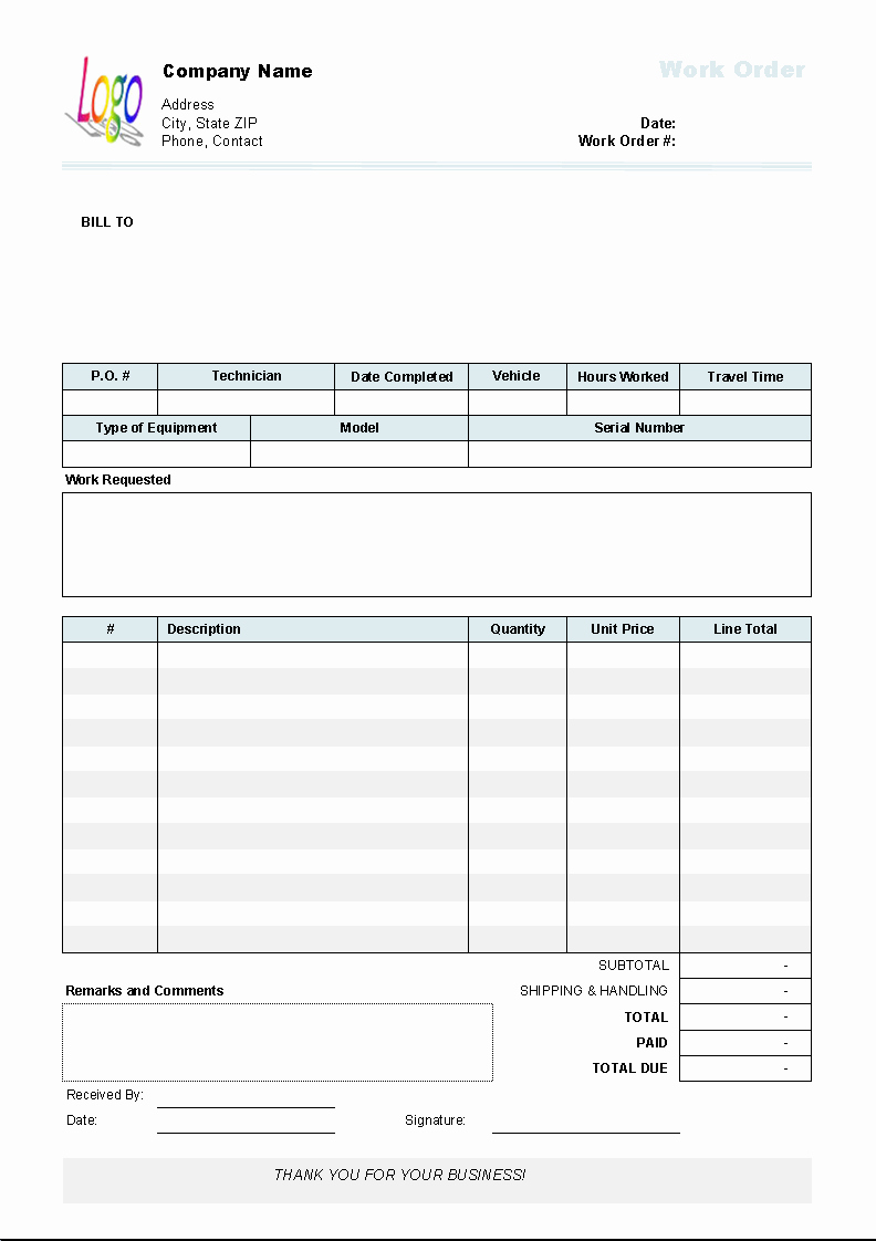 Free Printable Work order Template Awesome Work order Template Uniform Invoice software