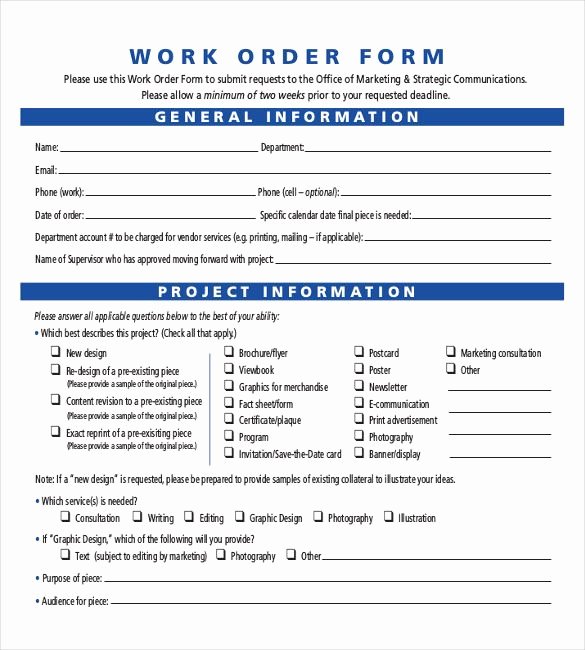 Free Printable Work order Template Elegant 14 Work order Templates