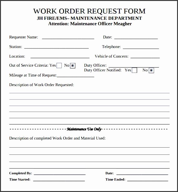 Free Printable Work order Template Luxury 8 Maintenance Service Request form Template