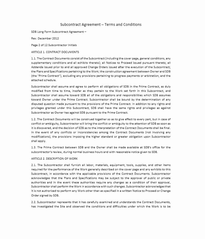 Free Subcontractor Agreement Template Best Of Need A Subcontractor Agreement 39 Free Templates Here