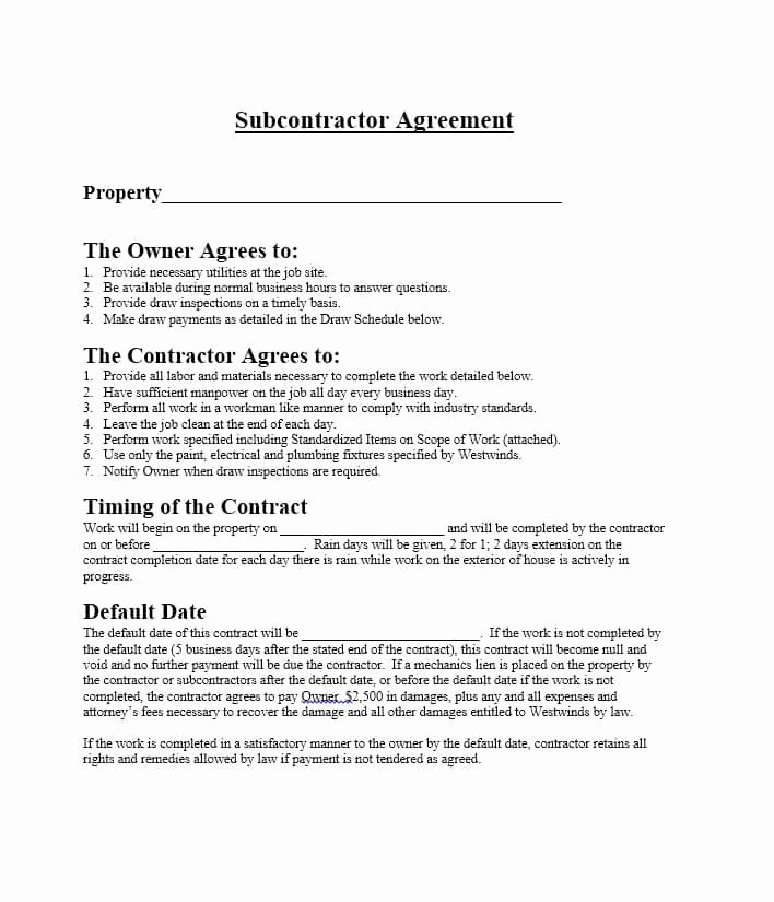 Free Subcontractor Agreement Template Fresh Need A Subcontractor Agreement 39 Free Templates Here